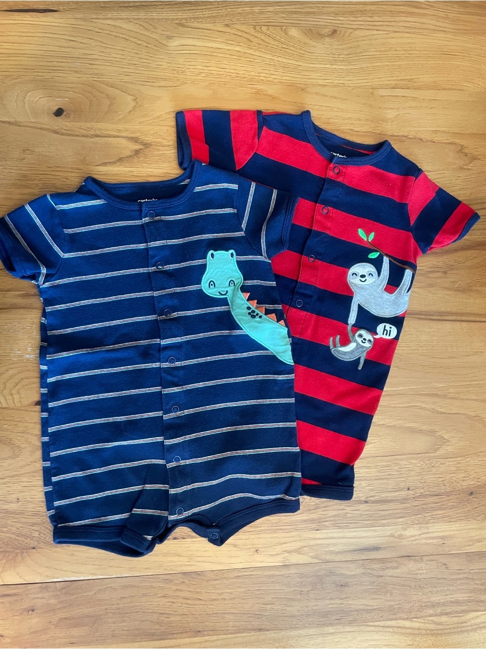 Carter's Navy Blue & Red Striped Short-Sleeve Baby  with Animal Appliques